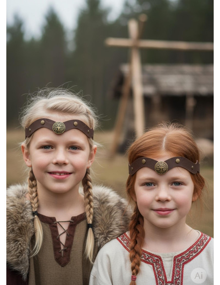 Diadème Viking Yggdrasil en marron