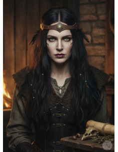 Diadème Viking en frêne Yggdrasil marron