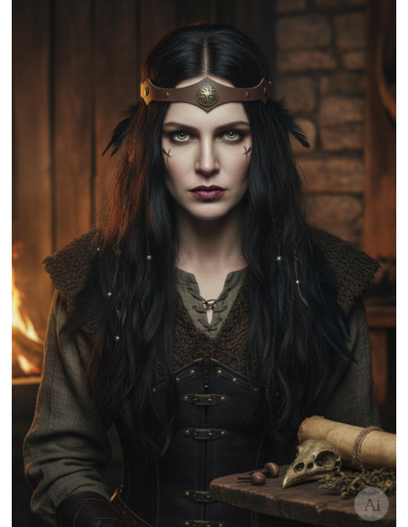 Diadème Viking en frêne Yggdrasil marron