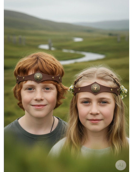 Diadème Viking en frêne Yggdrasil marron