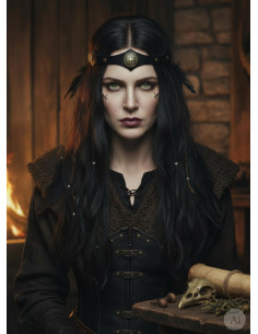 Diadème Viking en frêne Yggdrasil noir 2