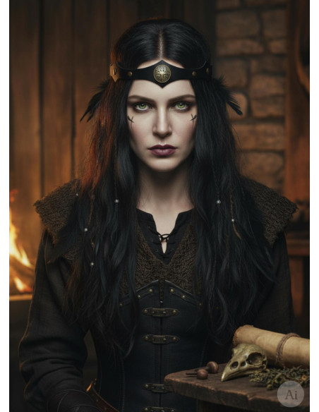 Diadème Viking en frêne Yggdrasil noir