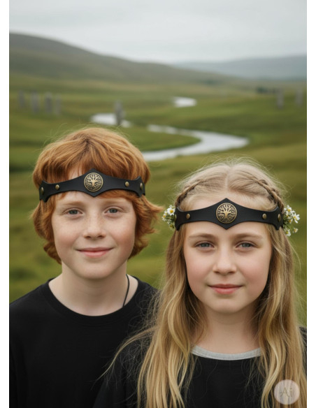 Diadème Viking en frêne Yggdrasil noir