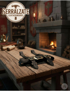 Tahalí médiéval Porte-livres en cuir noir 2