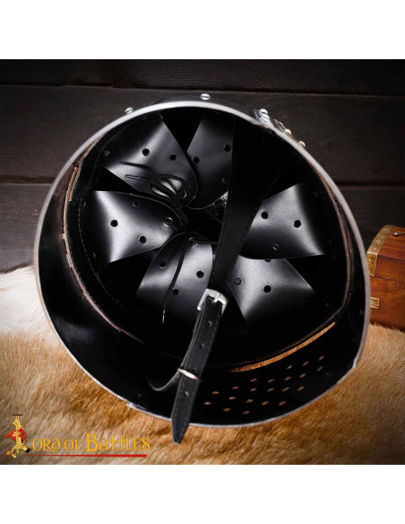 Grand Yelmo Templiers en acier poli,...