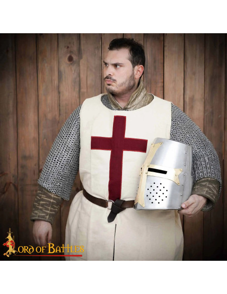 Grand Yelmo Templiers en acier poli,...