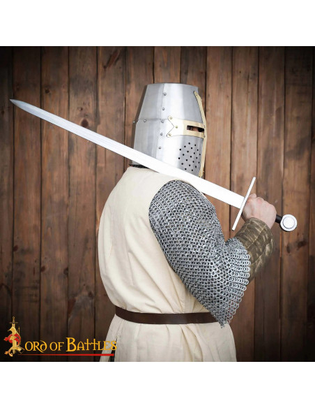 Grand Yelmo Templiers en acier poli,...