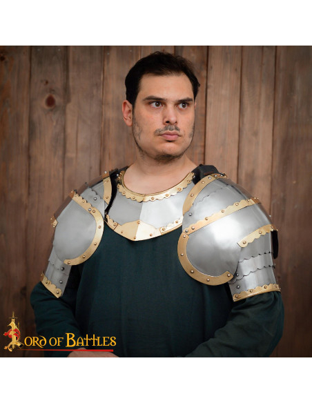 Épaulières médiévales en acier avec...