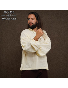 Chemise médiévale en coton à manches longues avec cordons