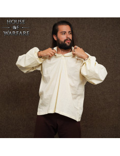 Chemise médiévale en coton à manches longues avec cordons 2