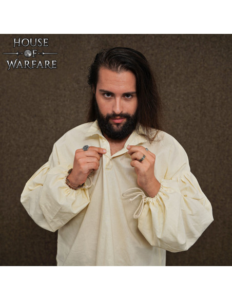 Chemise médiévale en coton à manches...