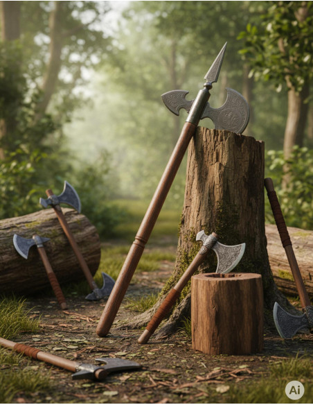 Hache médiévale vieillie, 61 cm.