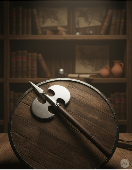 Hache rustique à double lame lisse,...