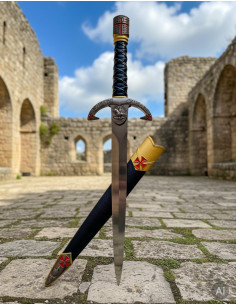 Dague Templiaire pomme casque guerrier, en deux couleurs