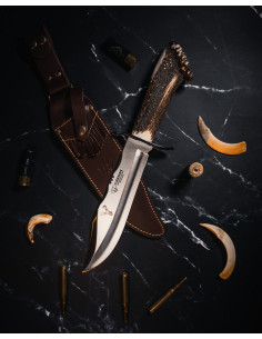 Couteau de chasse Cudeman Bowie, avec rosette en cerf