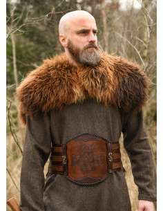 Ceinture en cuir viking avec repoussé, marron