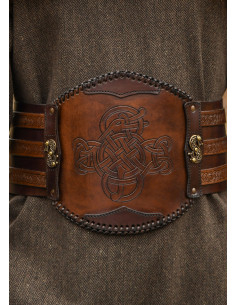 Ceinture en cuir viking avec repoussé, marron 2