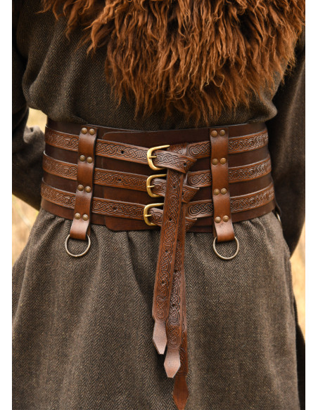 Ceinture en cuir viking avec...