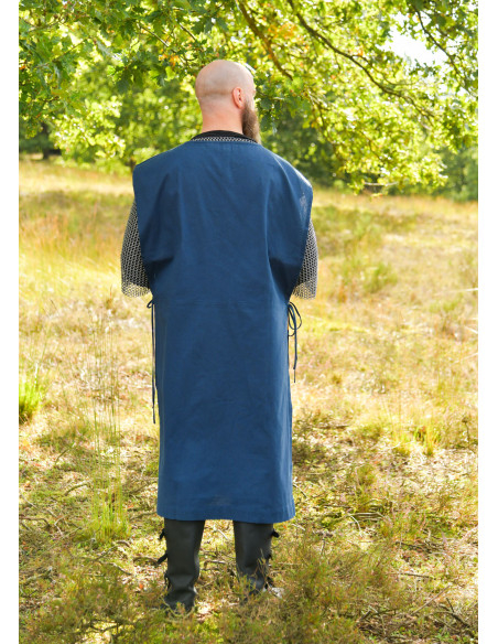 Tabard médiéval rayé, bleu et jaune