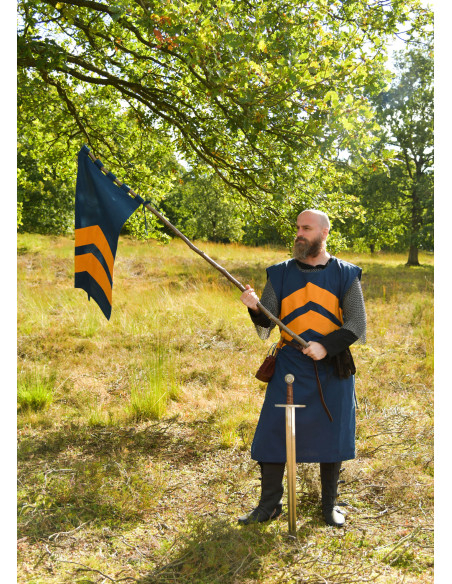 Tabard médiéval rayé, bleu et jaune