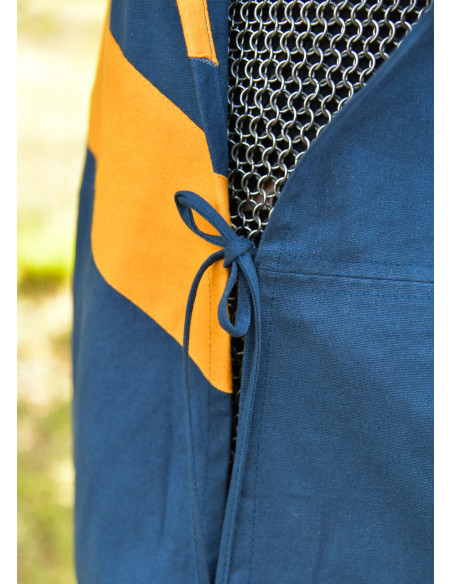 Tabard médiéval rayé, bleu et jaune