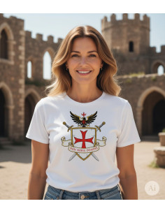 T-shirt blanche templar pour femme, Non Nobis Domine