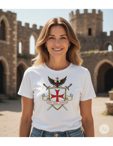 T-shirt blanche templar pour femme, Non Nobis Domine