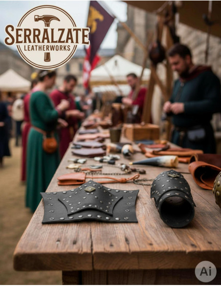 Bracelets soldat Hernán en cuir noir