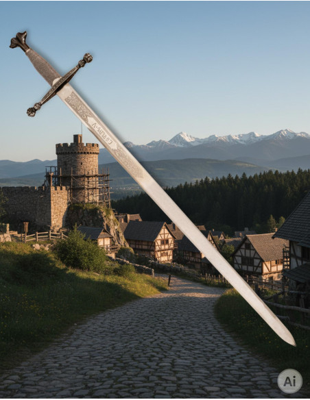 Épée Carlos V, lame gravée rustique