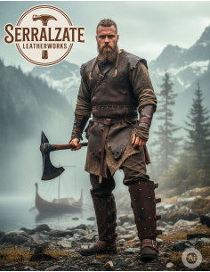 Jambières vikings-médiévales Badulf en marron 2