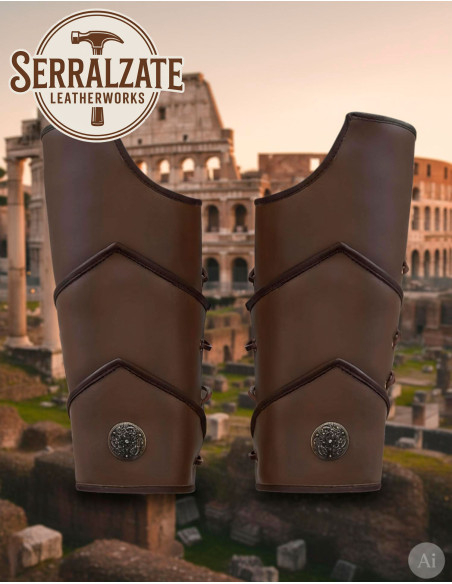 Greves de légionnaire romain en cuir...