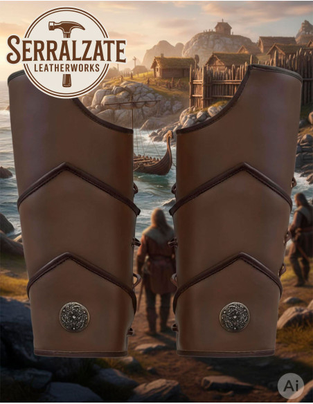 Greves de légionnaire romain en cuir...