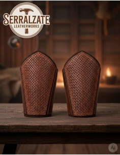 Garde-boue vikings en cuir marron à écailles 2