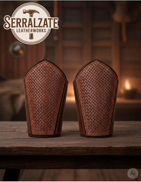 Garde-boue vikings en cuir marron à...