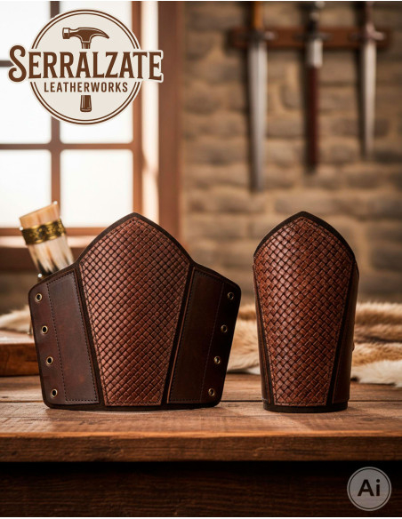 Garde-boue vikings en cuir marron à...