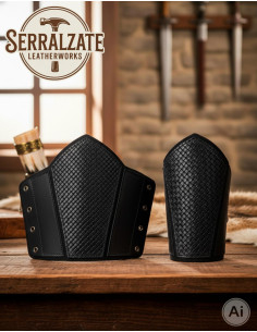 Garde-boue vikings en cuir noir à écailles 2