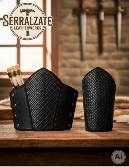 Garde-boue vikings en cuir noir à...