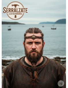 Diadème viking aux nœuds celtiques vagues sereines en marron 2