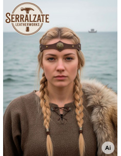 Diadème viking aux nœuds celtiques vagues sereines en marron