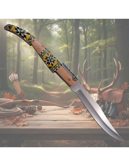 Couteau à cran d'arrêt décoré Third de la série Mapple Wood (24 cm.)