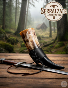Tahalí viking pour porter une corne, noir 2
