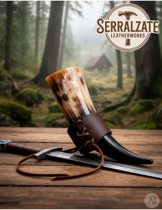Tahalí viking pour porter une corne, marron 2