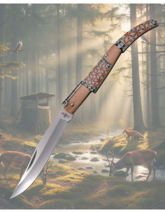 Couteau à cliquet Third mango décoré en marqueterie,...