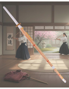 Shinnai d'entraînement avec poignée en bambou et daim...