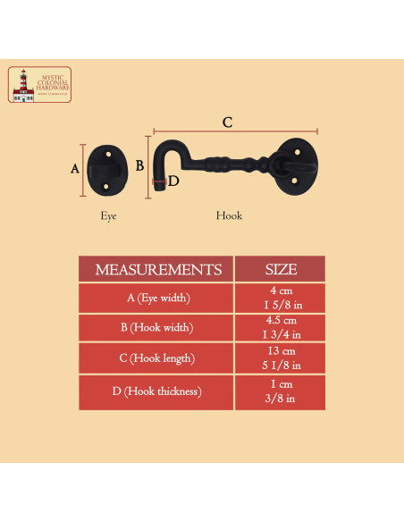 Loquet à crochet médiéval noir pour...
