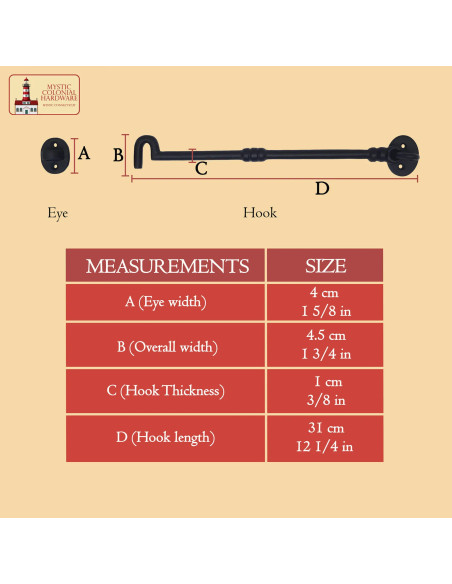 Verrou rustique avec crochet et œil...
