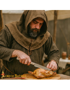 Couteau de cuisine médiéval avec manche en os, 27 cm.