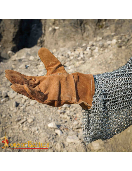 Gants médiévaux en cuir suédé de...