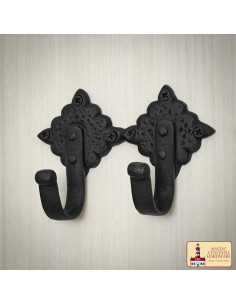 Support double rustique à suspendre au mur (13,9 x 5 cm.)