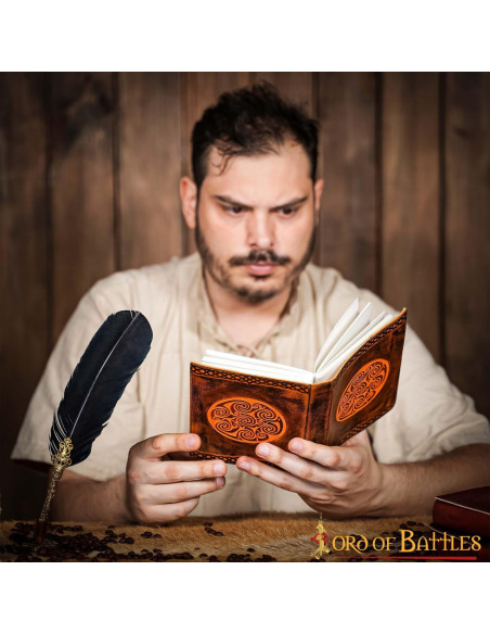 Carnet médiéval à couverture en cuir...